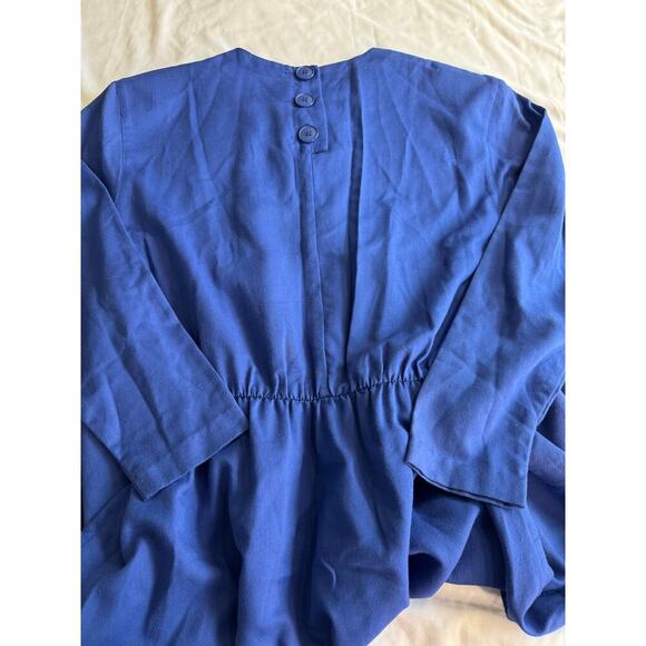 Vintage Royal Blue Midi Dress Made in the USA - Picture 9 of 10